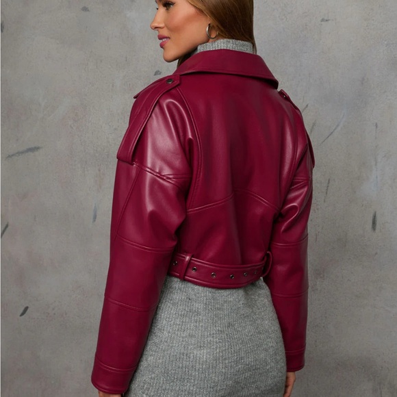 NWT/Vici Collection: Cropped Moto Faux- Leather Jacket (size Medium) - Picture 2 of 8